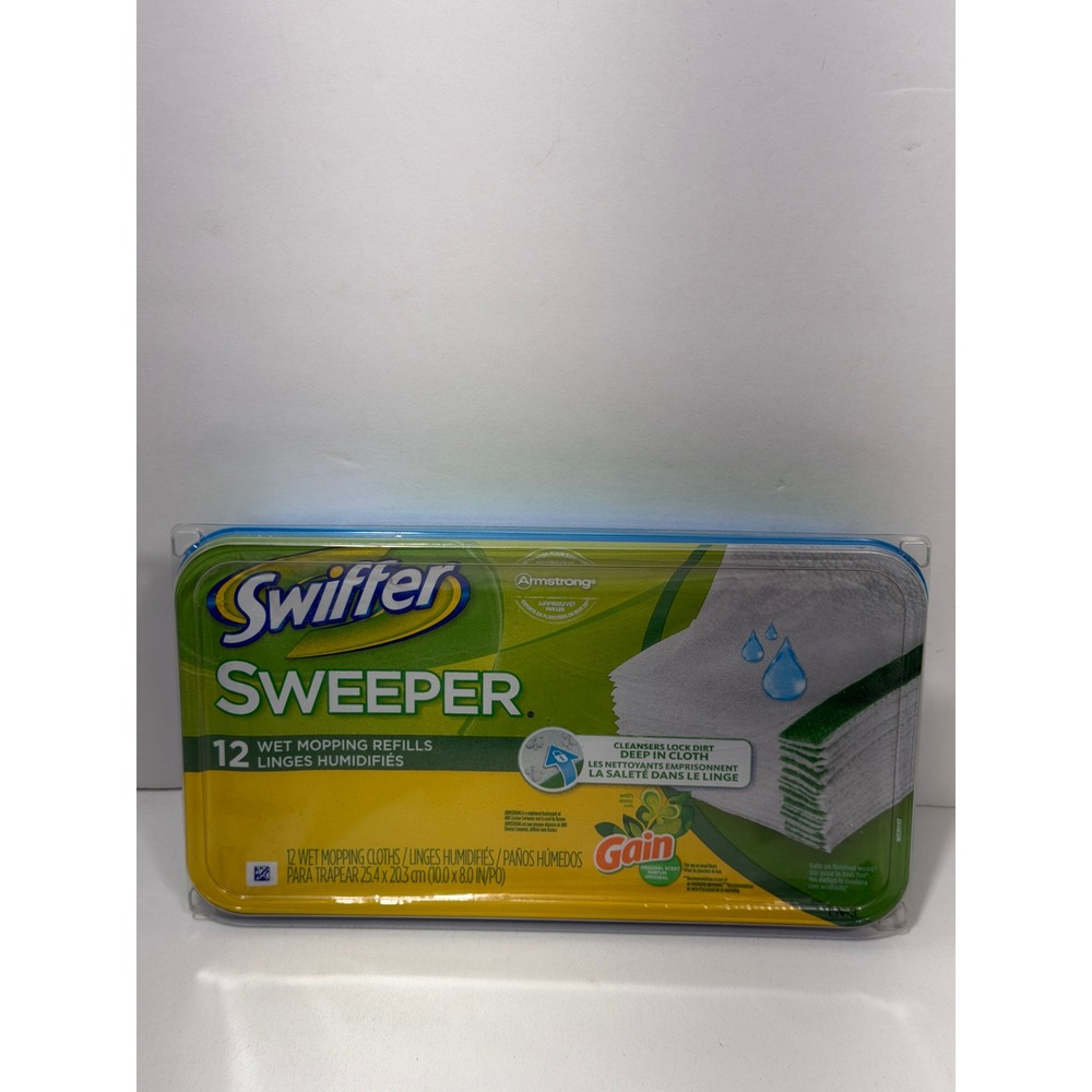 Swiffer Sweeper Wet Mopping Refills Gain‎ Original Scent 12 Count 10x8 Inch Pads